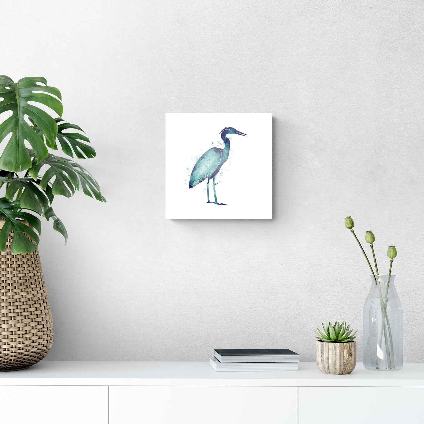 East Coast Water Color Heron | Hi-Def Glass Art | Eaches | Min 1
