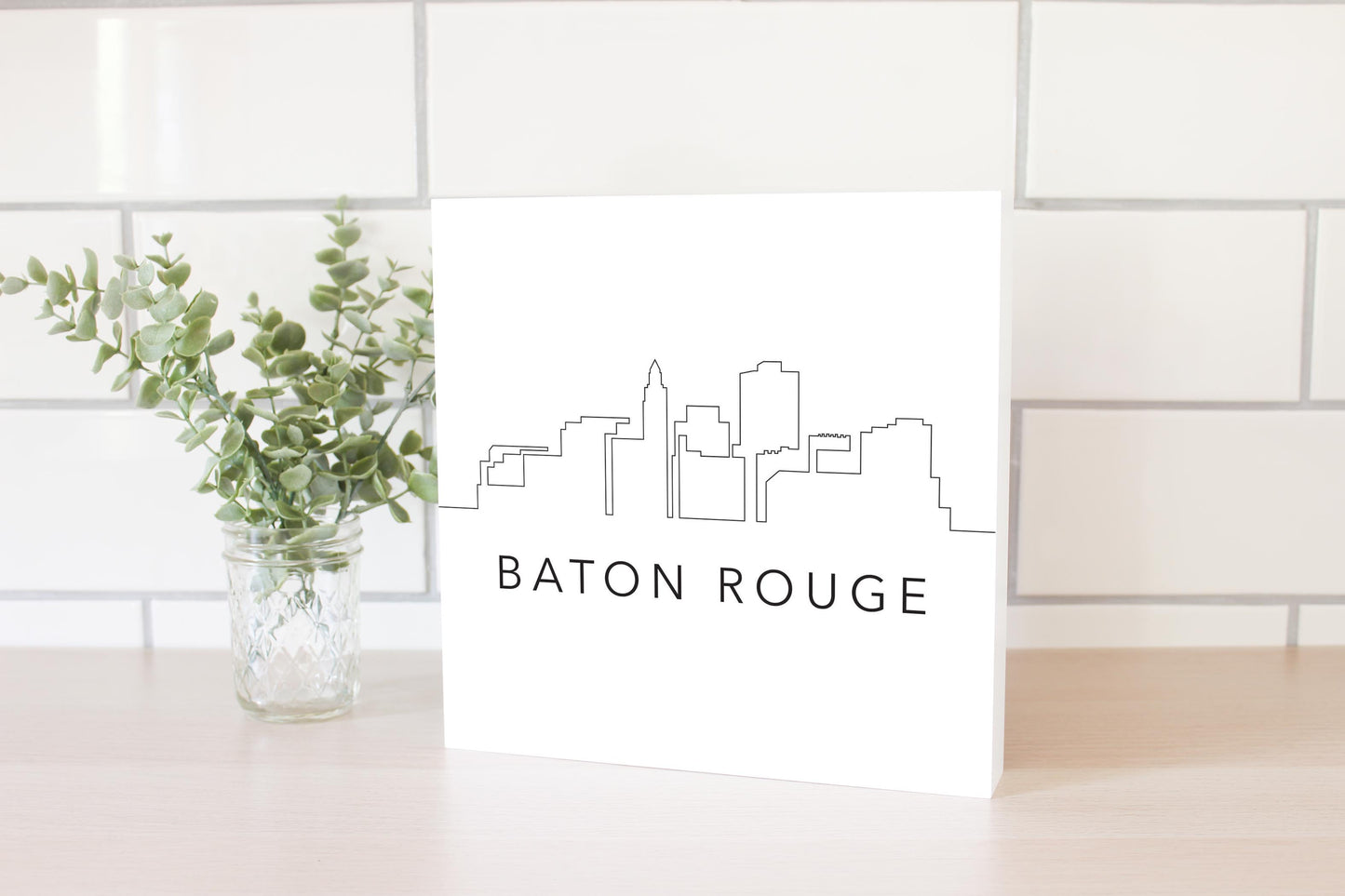 Modern Louisiana Baton Rouge City Line Drawing | Wood Block | Eaches | Min 2