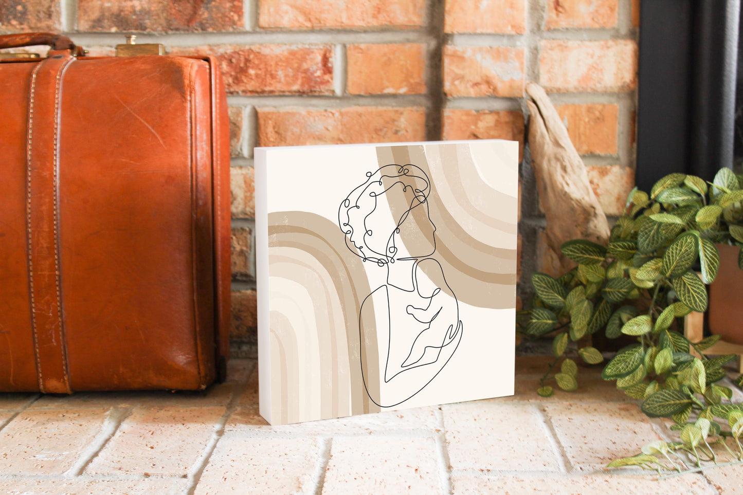 Modern Minimalist Mothers Day Mom Baby | Wood Block | Eaches | Min 2