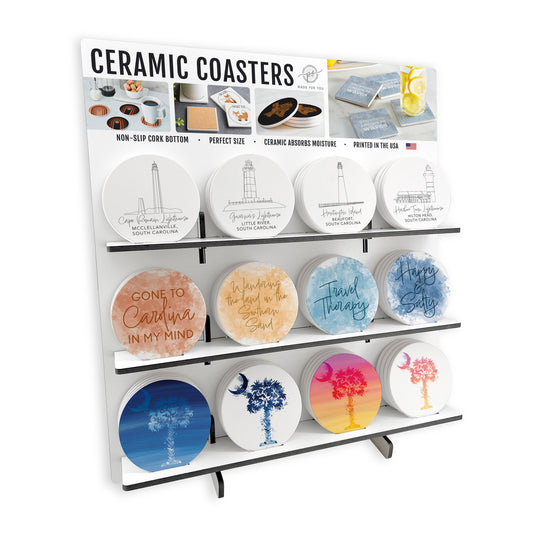 South Carolina 1 Theme Circle Ceramic Coaster Loaded Display POP Min of 1