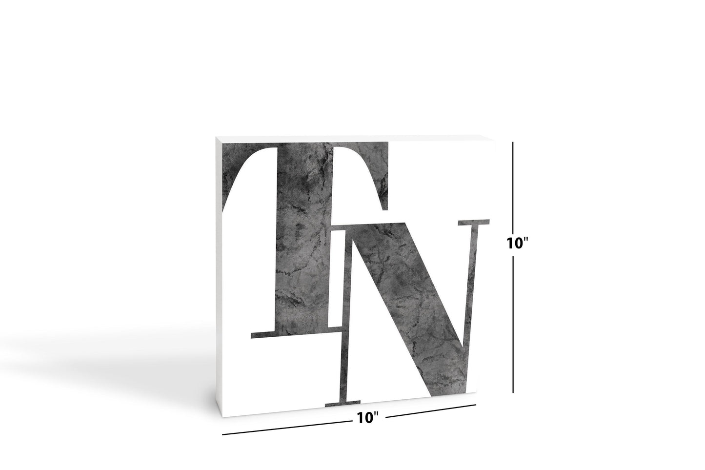 Minimalist B&W Tennessee White Initials | Wood Block | Eaches | Min 2
