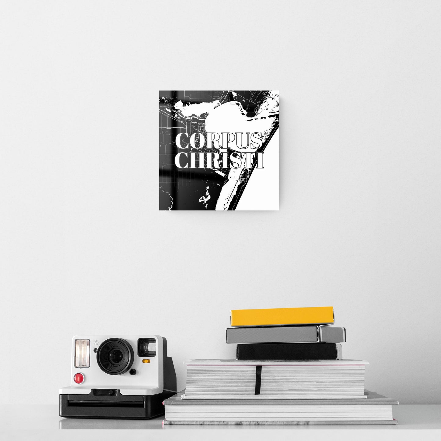 Minimalistic B&W Texas Corpus Christi Map | Hi-Def Glass Art | Eaches | Min 2
