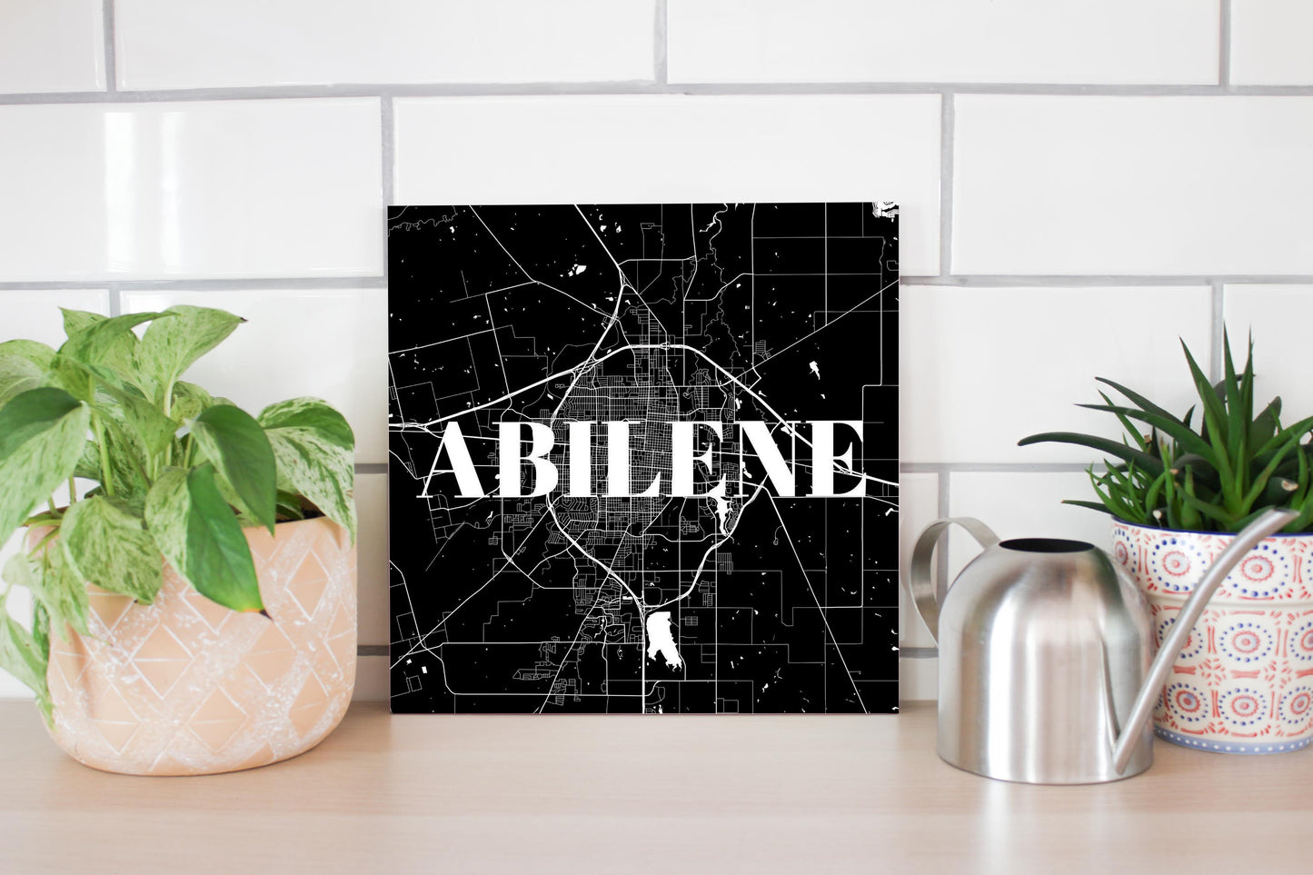 Minimalist B&W Texas Abilene Map | Wood Sign | Eaches | Min 2