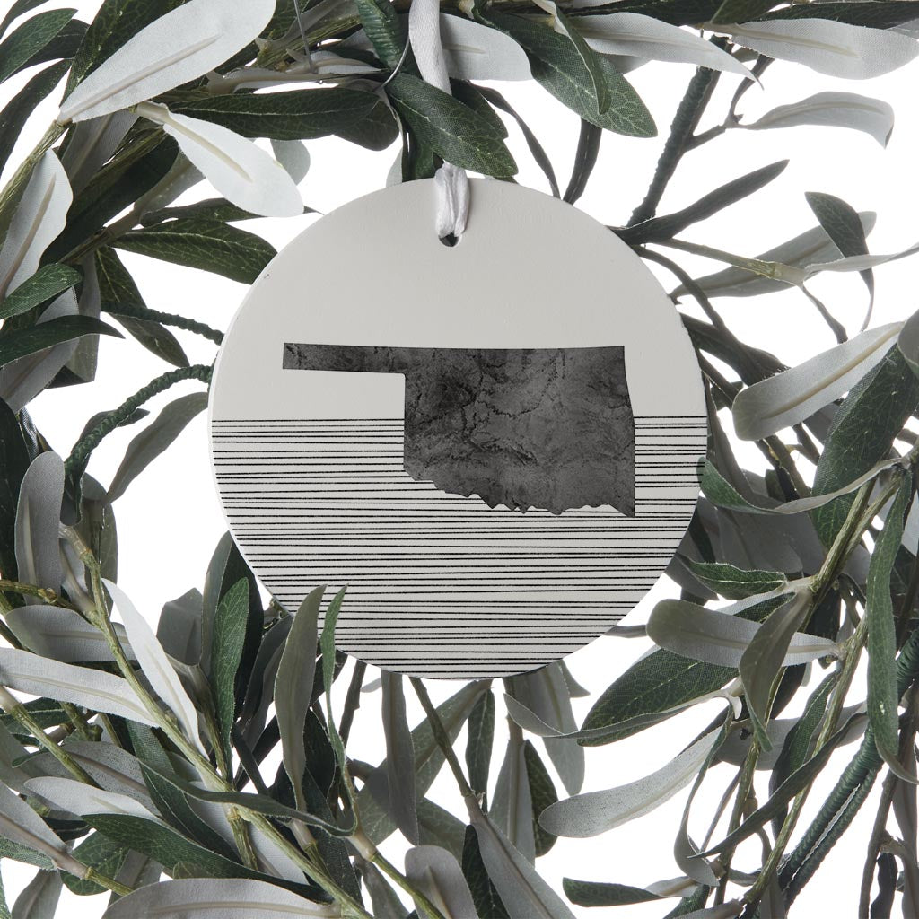 Modern Oklahoma State Shape With Straight Lines| Wood Ornament | Eaches | Min 6