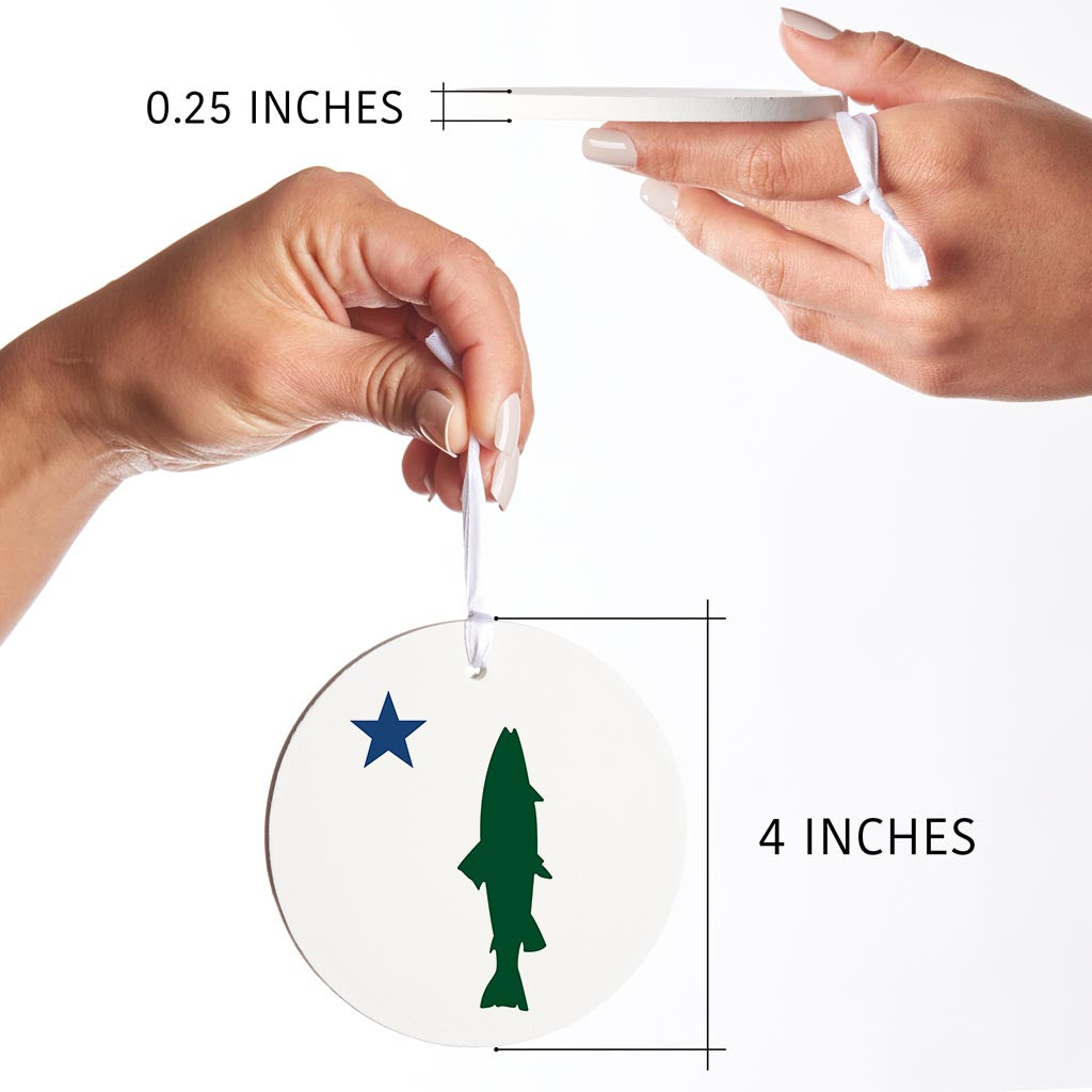 New England Star And Trout | Wood Ornament | Eaches | Min 6