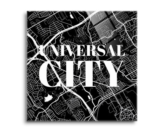 Minimalistic B&W Texas Universal City Map | Hi-Def Glass Art | Eaches | Min 2
