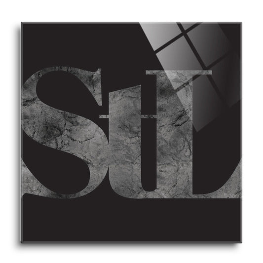 Minimalist B&W Missouri St Louis Black Initials | Hi-Def Glass Art | Eaches | Min 1