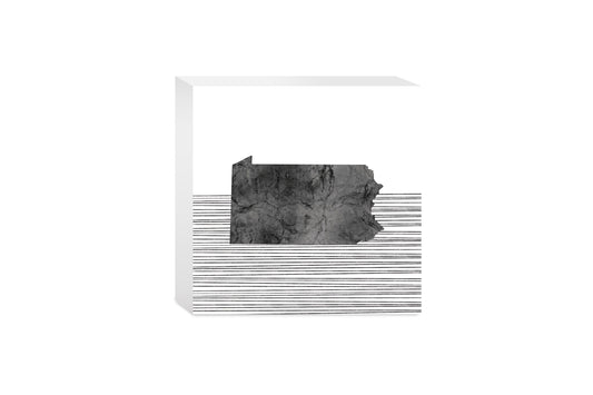 Minimalistic B&W Pennsylvania Shape Straight Lines | Wood Block | Eaches | Min 4