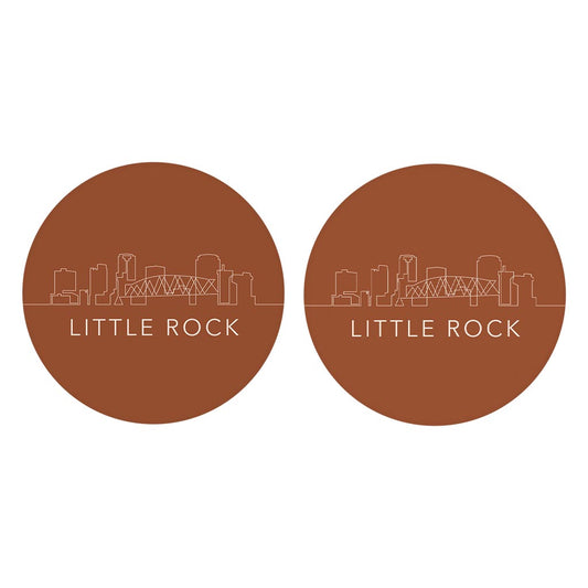 Modern Minimalist Arkansas Little Rock Skyline | Absorbent Car Coasters | Set of 2 | Min 4