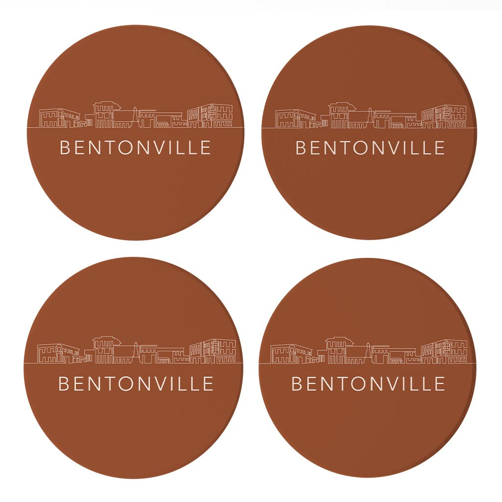 Modern Minimalist Arkansas Bentonville Skyline | Absorbent Coasters | Set of 4 | Min 2