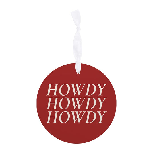 Modern Minimalist Texas Colors Howdy | Wood Ornament | Eaches | Min 6