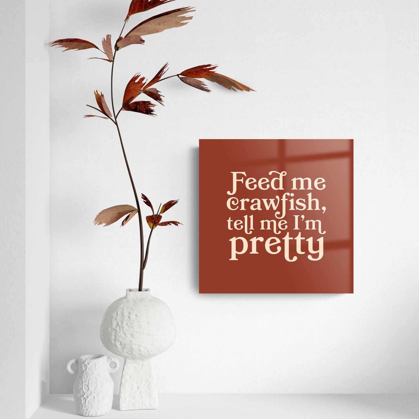 Modern Minimalist Louisiana Feed Me Crawfish | Hi-Def Glass Art | Eaches | Min 2