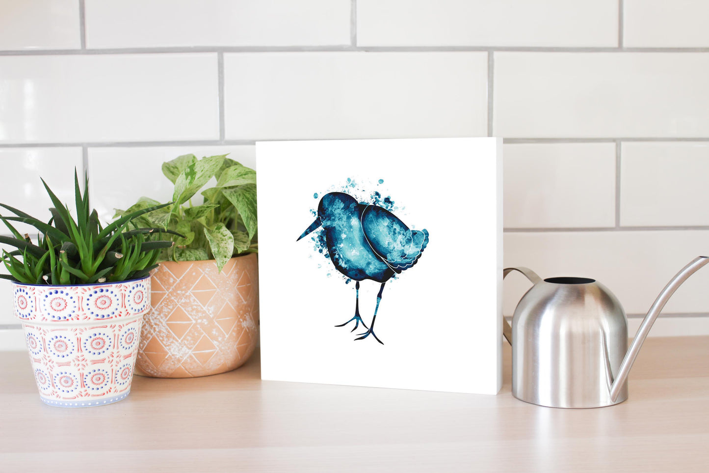 New England Water Color Sand Piper | Wood Block | Eaches | Min 2