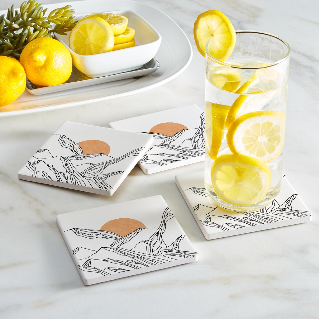 White Mountain Sun Lines | Absorbent Coasters | Set of 4 | Min 2