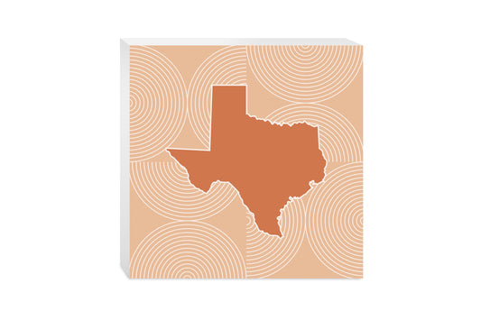 Modern Minimalist Texas State Shape With Pattern | Wood Block | Eaches | Min 2