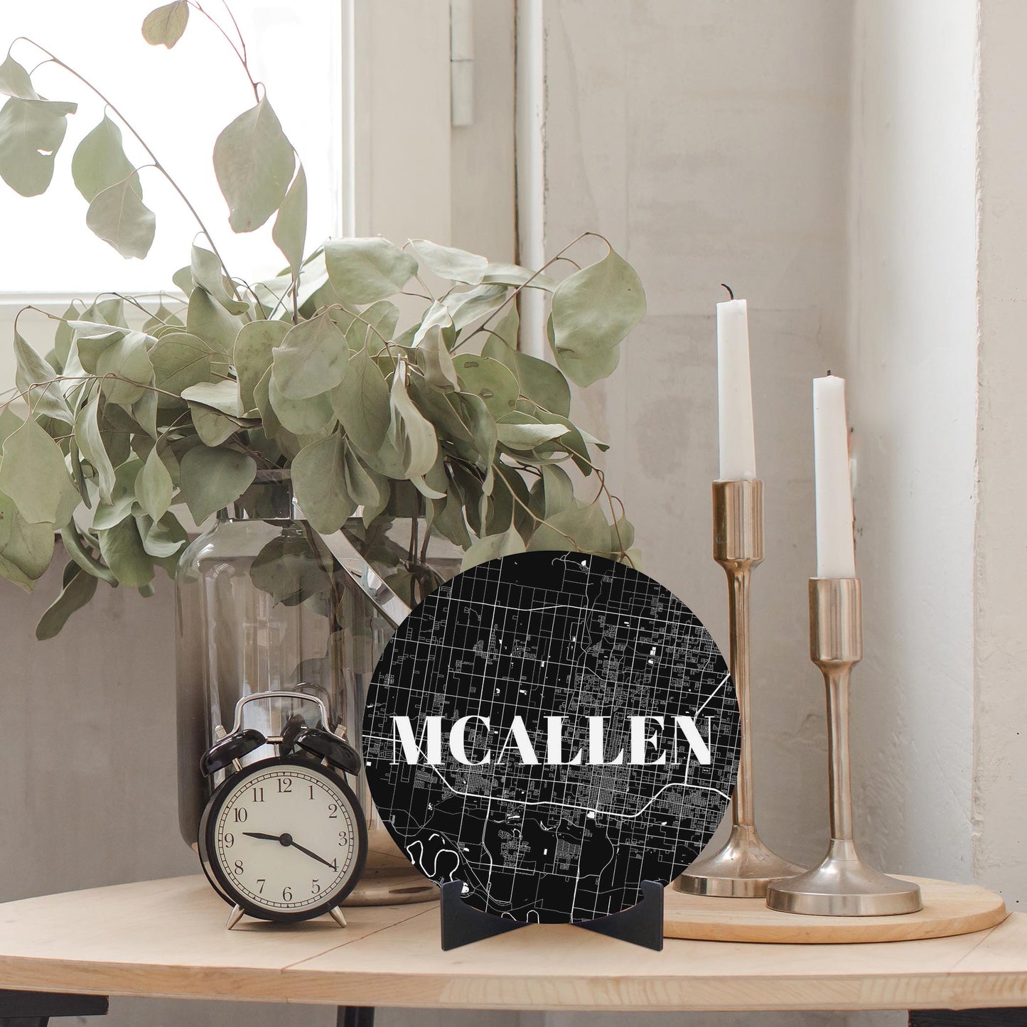 Minimalistic B&W Texas Mcallen Map | Wood Sign | Eaches | Min 1