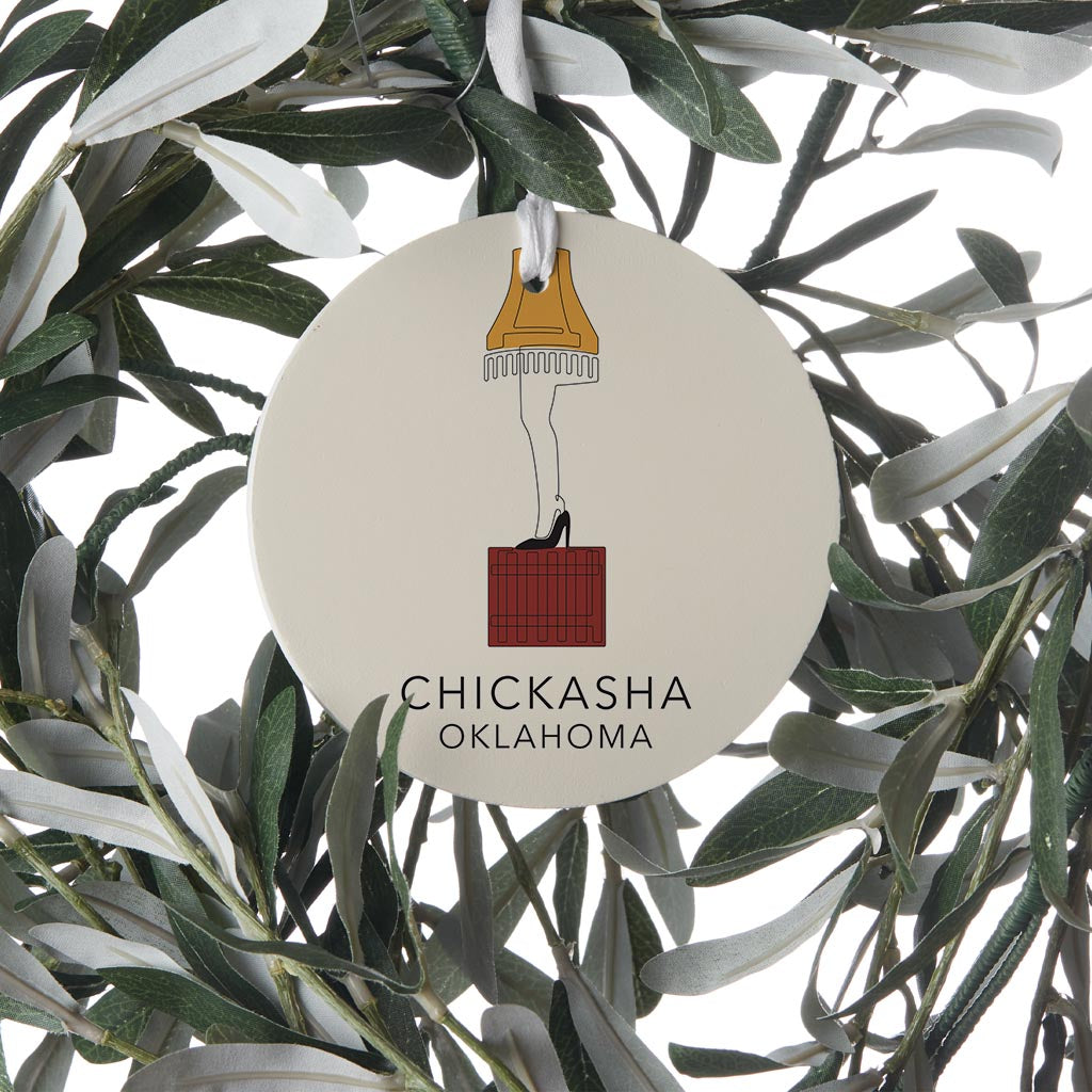 Modern Minimalist Oklahoma Colorful Chickasha Leg Lamp| Wood Ornament | Eaches | Min 6