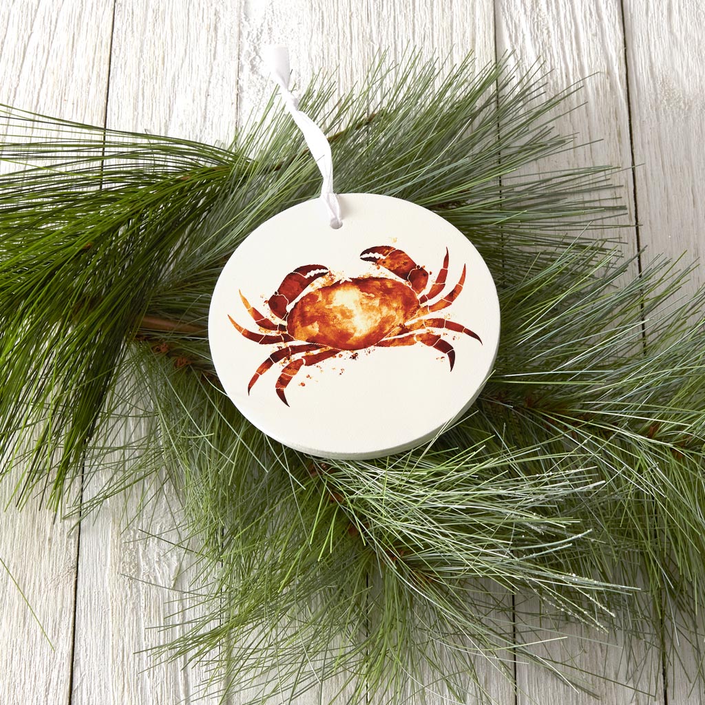 East Coast Water Color Crab | Wood Ornament | Eaches | Min 6