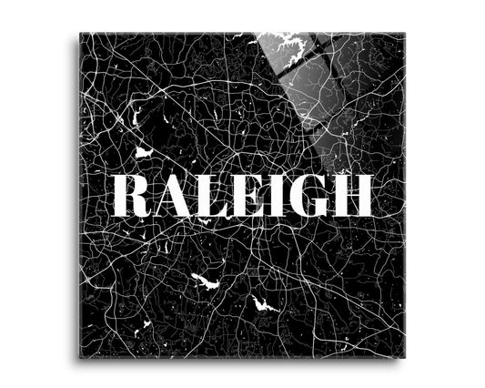 Minimalistic B&W North Carolina Raleigh Map | Hi-Def Glass Art | Eaches | Min 2
