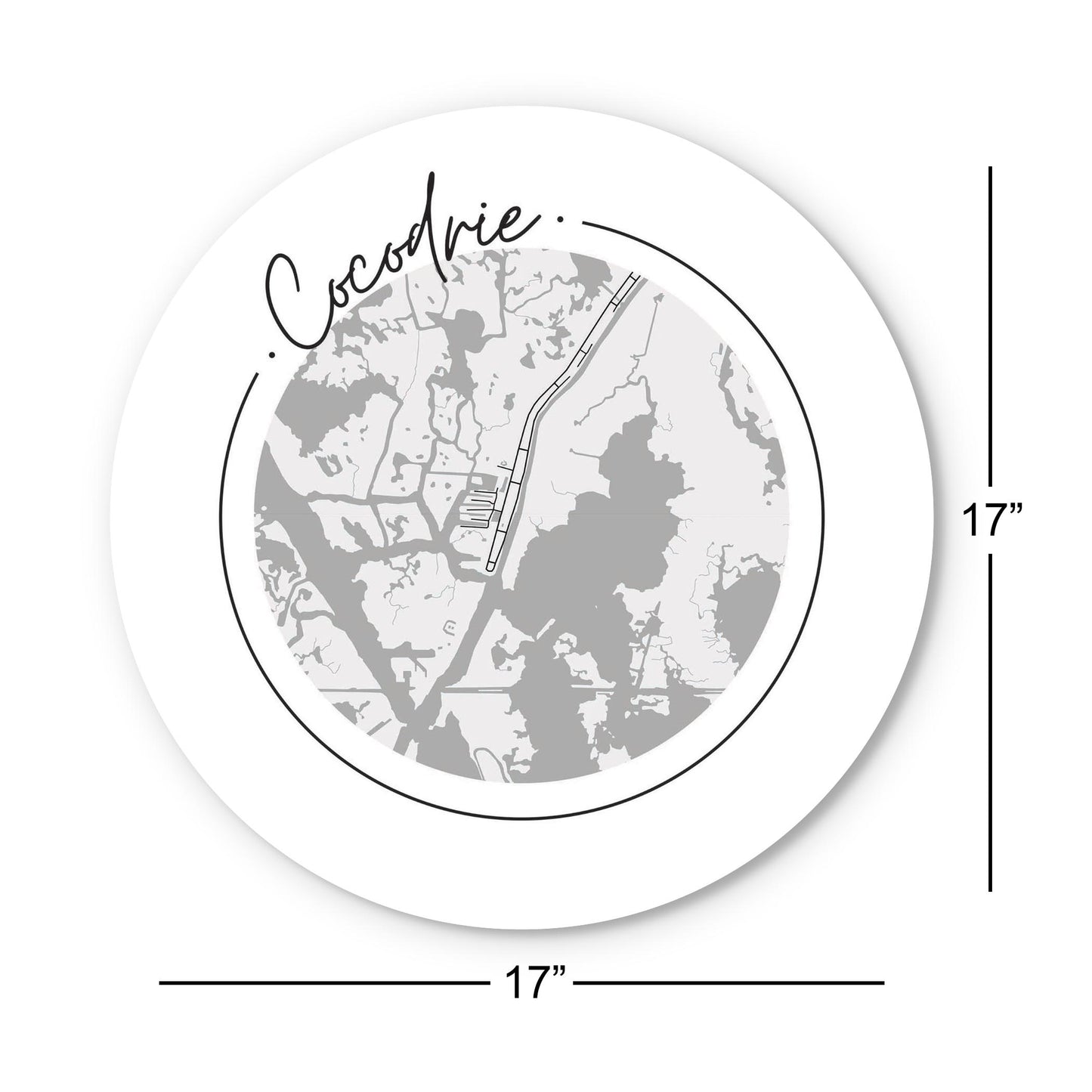 Minimalist B&W Louisiana Cocodrie Circle Map | Wood Sign | Eaches | Min 1