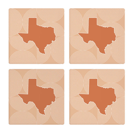Modern Minimalist Texas State Shape With Pattern | Absorbent Coasters | Set of 4 | Min 2