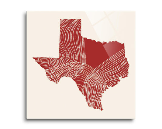 Modern Minimalist Texas Fluid Line State Shape | Hi-Def Glass Art | Eaches | Min 2