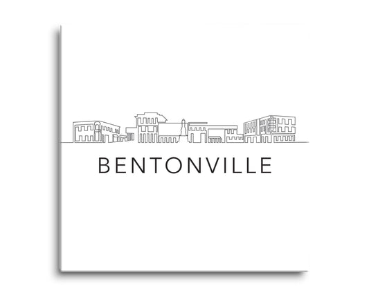 Minimalist B&W Arkansas Bentonville Skyline | Hi-Def Glass Art | Eaches | Min 2