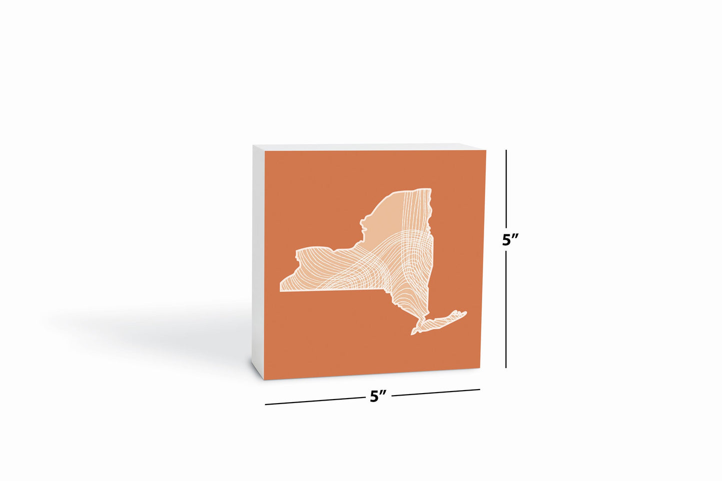 Modern Minimalist New York State Fluid Lines Dark | Wood Block | Eaches | Min 4