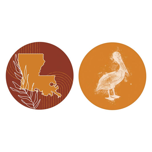 Modern Minimalist Louisiana Set | Absorbent Car Coasters | Set of 2 | Min 4