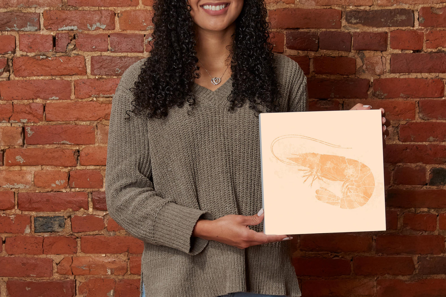 Louisiana Colorful Water Color Shrimp | Wood Block | Eaches | Min 2