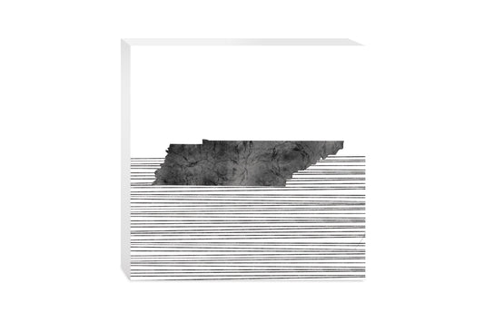 Minimalist B&W Tennessee State With Straight Lines | Wood Block | Eaches | Min 2