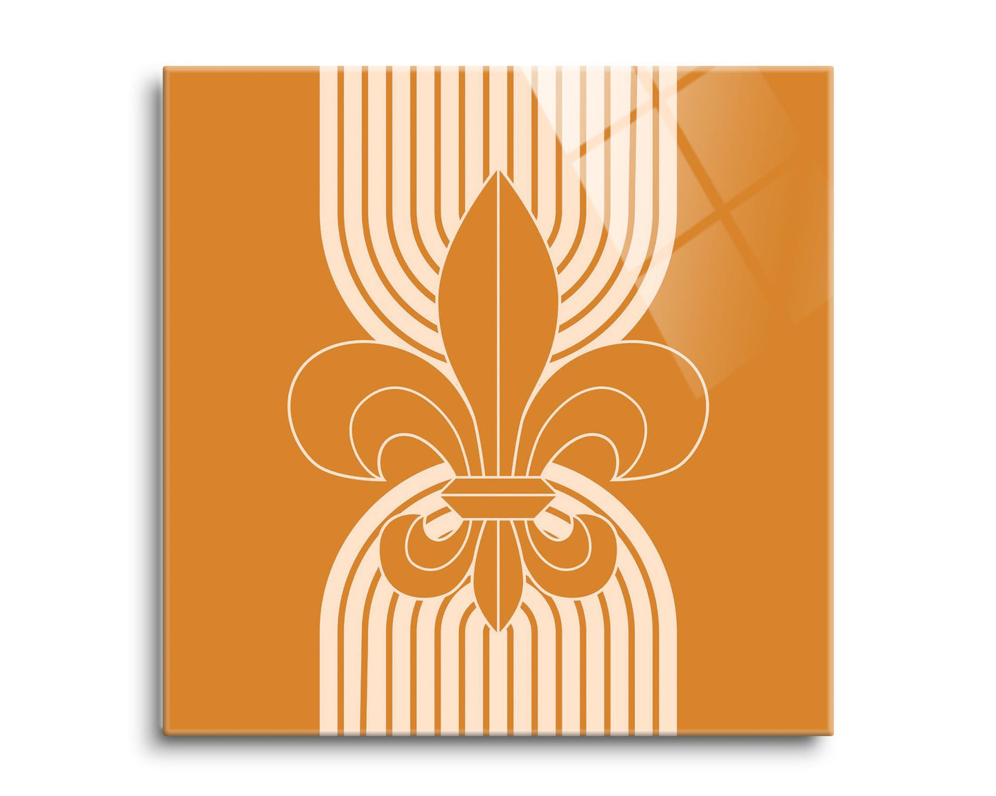 Modern Minimalist Louisiana Orange Fleu De Lis | Hi-Def Glass Art | Eaches | Min 2