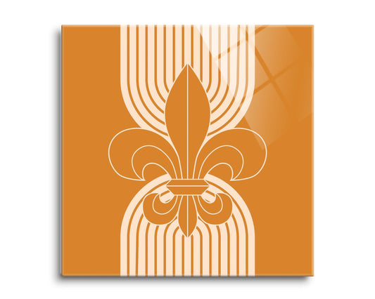 Modern Minimalist Louisiana Orange Fleu De Lis | Hi-Def Glass Art | Eaches | Min 2