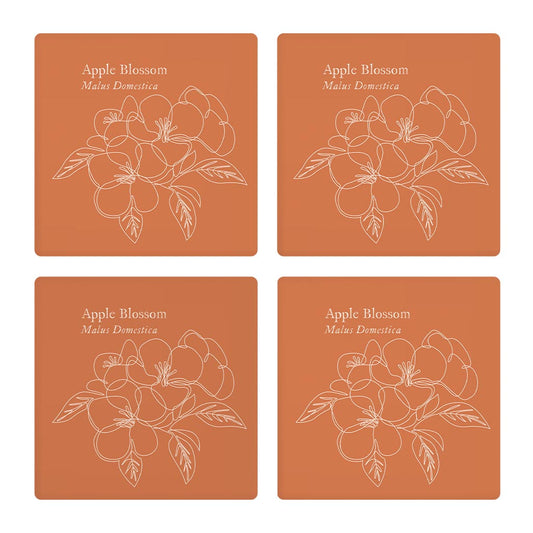 Modern Minimalist Arkansas Single Line Apple Blossoms | Absorbent Coasters | Set of 4 | Min 2