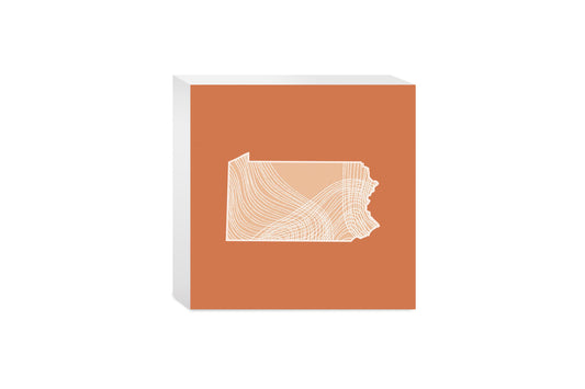 Modern Minimalist Pennsylvania State Lines Light | Wood Block | Eaches | Min 4