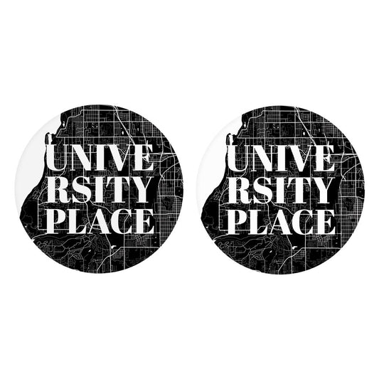 Minimalistic B&W Washington University Place Map| Absorbent Car Coasters | Set of 2 | Min 4