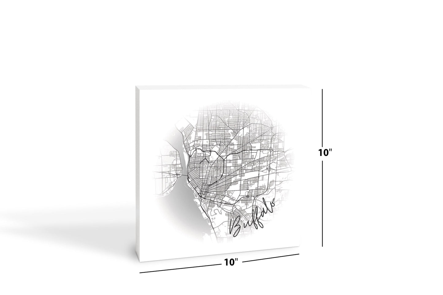 Minimalistic B&W New York Buffalo Faded Circle Map | Wood Block | Eaches | Min 2