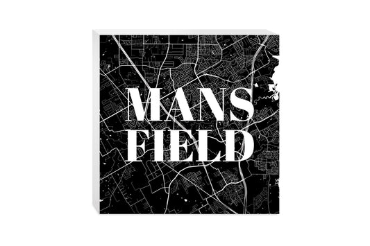 Minimalistic B&W Texas Mansfield Map| Wood Block | Eaches | Min 2