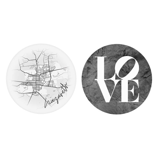 Minimalistic B&W Pennsylvania Nazareth Circle Love| Absorbent Car Coasters | Set of 2 | Min 4