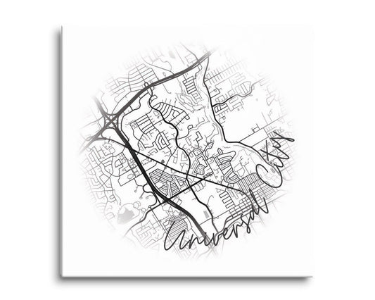 Minimalistic B&W Texas Universal City Circle Map | Hi-Def Glass Art | Eaches | Min 2