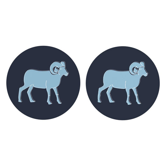 Blue Shades North Carolina Ram Line Drawing| Absorbent Car Coasters | Set of 2 | Min 4