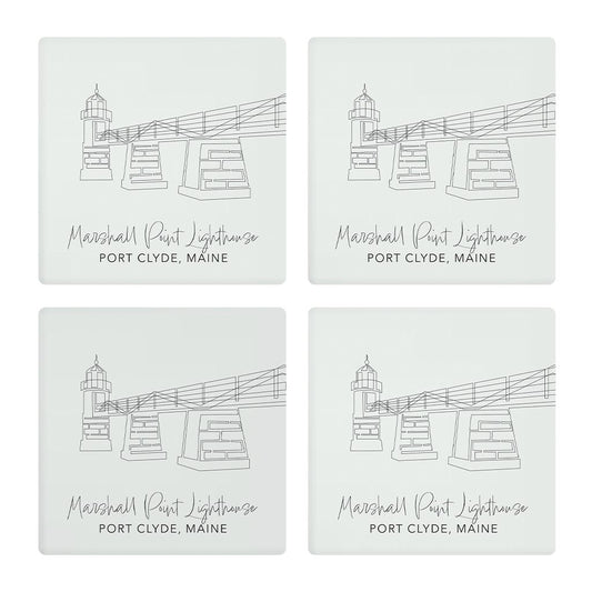 Marshall Point Lighthouse Muted Coastal | Absorbent Coasters | Set of 4 | Min 2