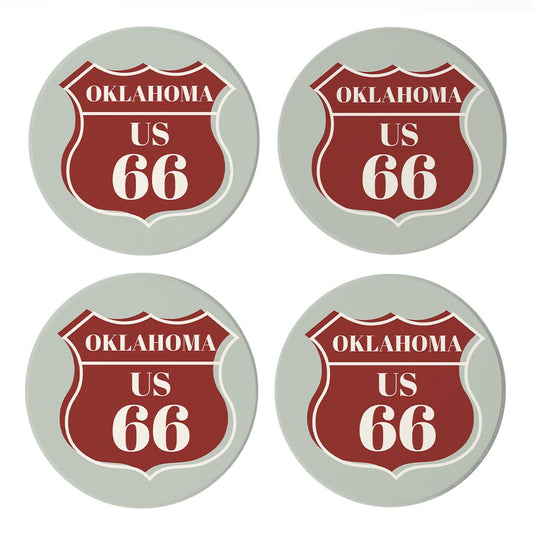 Modern Minimalist Oklahoma Us 66 Blue| Absorbent Coasters | Set of 4 | Min 2