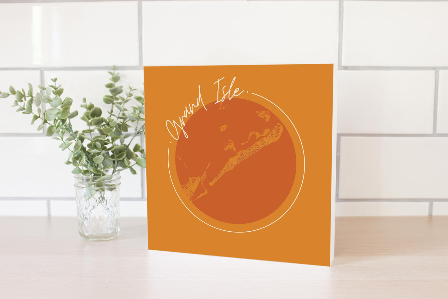 Louisiana Colorful Grand Isle Circle Map | Wood Block | Eaches | Min 2