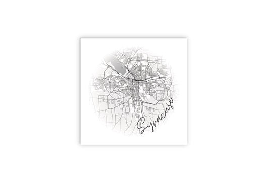 Minimalistic B&W New York Syracuse Faded Circle Map | Wood Sign | Eaches | Min 2