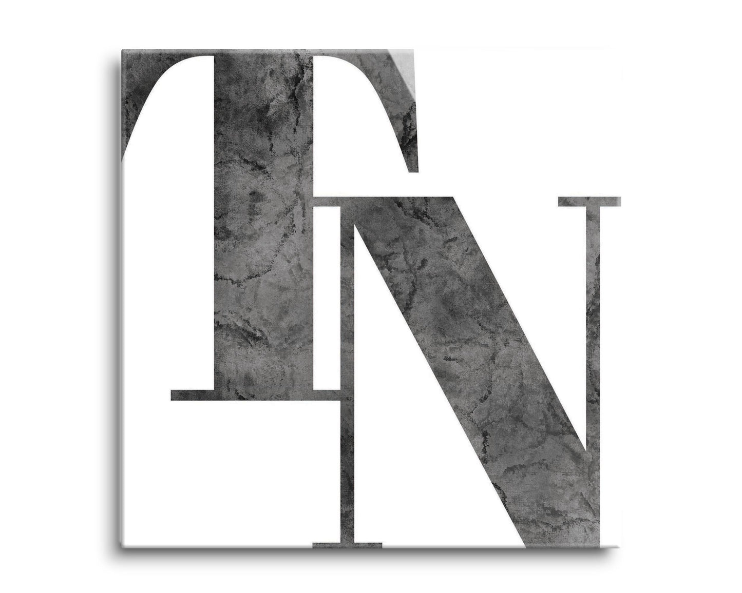 Minimalist B&W Tennessee White Initials | Hi-Def Glass Art | Eaches | Min 2