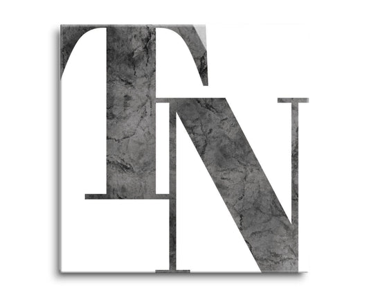 Minimalist B&W Tennessee White Initials | Hi-Def Glass Art | Eaches | Min 2