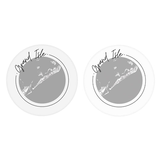 Minimalist B&W Louisiana Grand Isle Circle Map| Absorbent Car Coasters | Set of 2 | Min 4