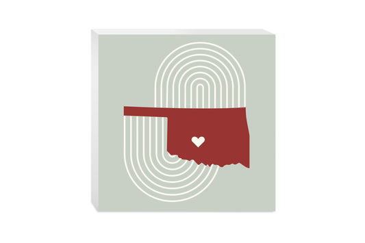 Modern Minimalist Oklahoma Chickasha Heart | Wood Block | Eaches | Min 2
