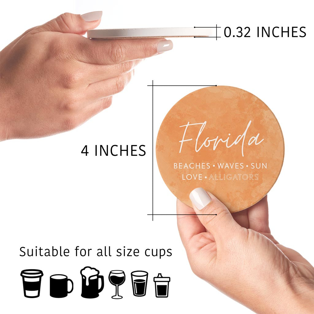 Florida Water Color Sayings | Absorbent Coasters | Set of 4 | Min 2